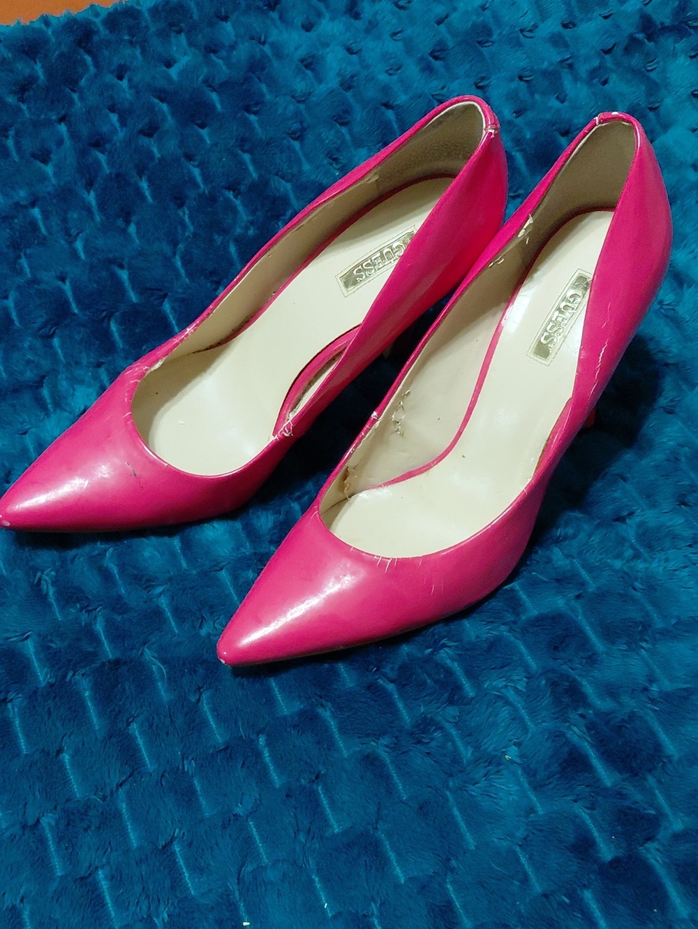 Guess Hot Pink Patent Pointed-Toe Pumps